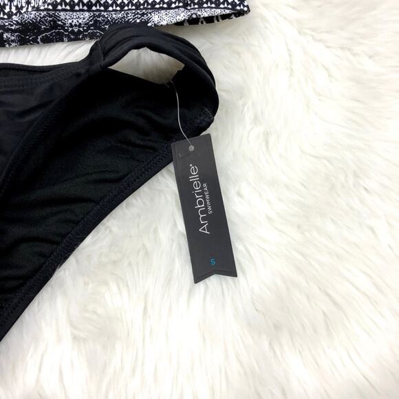 Ambrielle Swimwear Small NWT Womens Black White Halter Tankini Bikini Two-piece - Picture 4 of 4